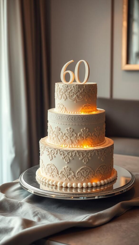 elegant 60th birthday cake