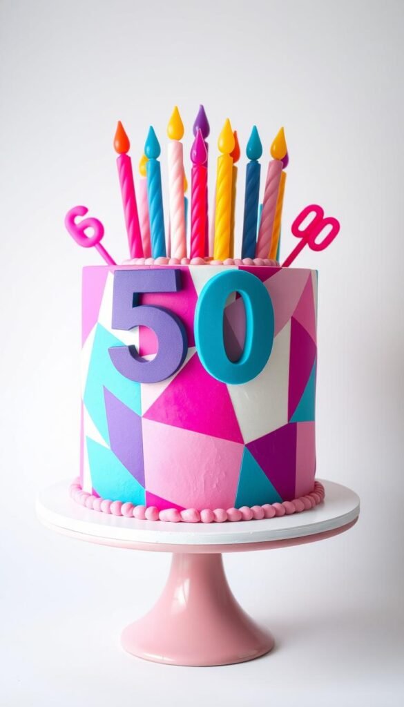 fun bold 50th birthday cake