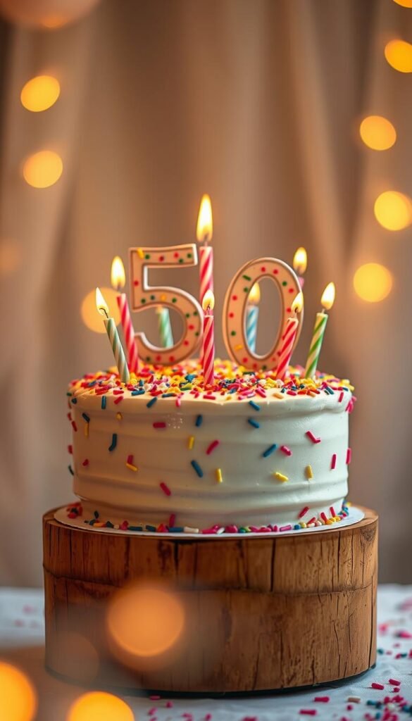 playful 50th birthday cake