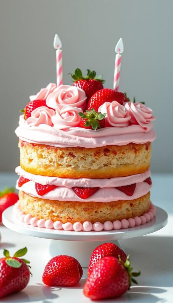strawberry birthday cake