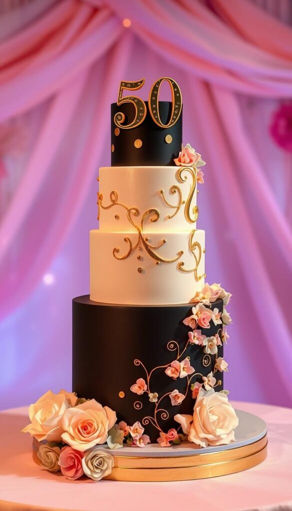 theme led 50th birthday cake