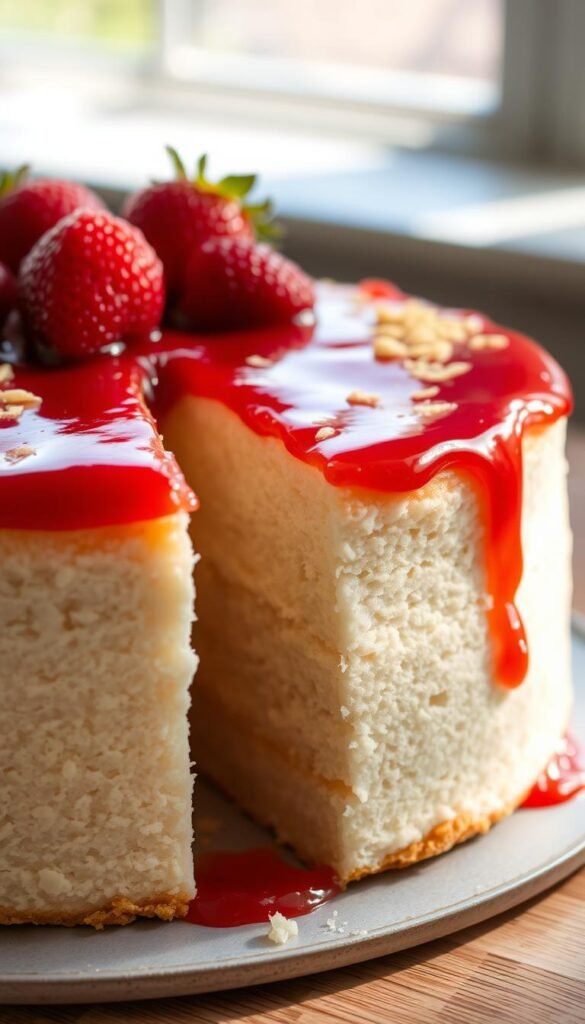 vanilla bean sponge with strawberry compote