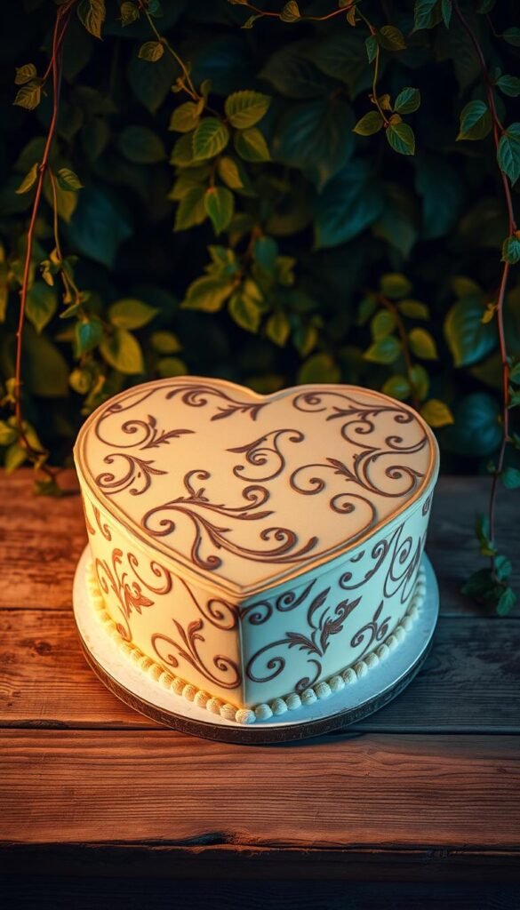 vintage heart cake