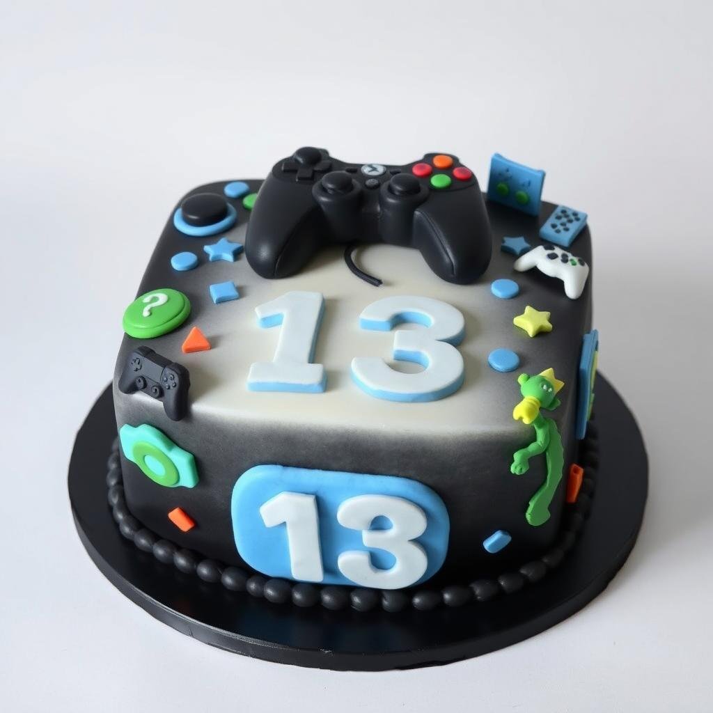 13th birthday cake with gaming console and controller decorations 13th birthday cake with gaming console and controller decorations