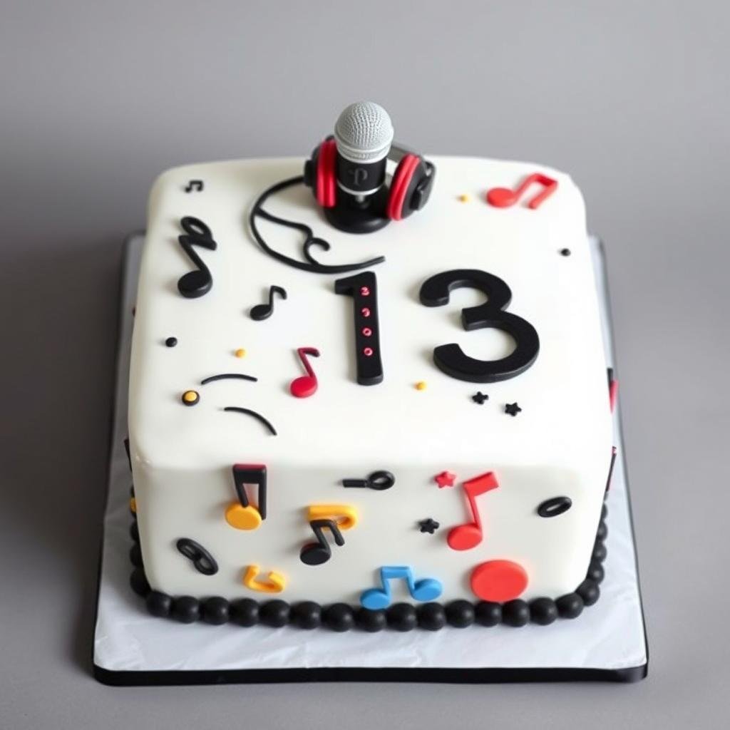 13th birthday cake with music notes and entertainment theme 13th birthday cake with music notes and entertainment theme