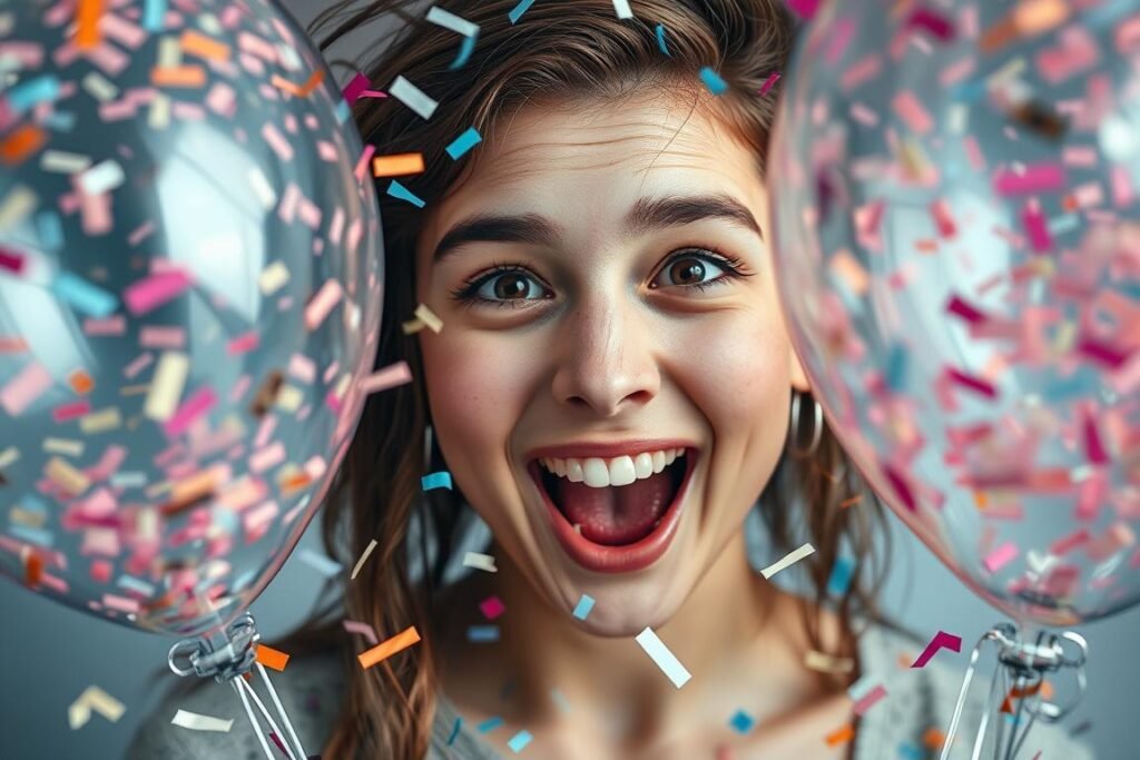 18th birthday photoshoot with confetti balloons