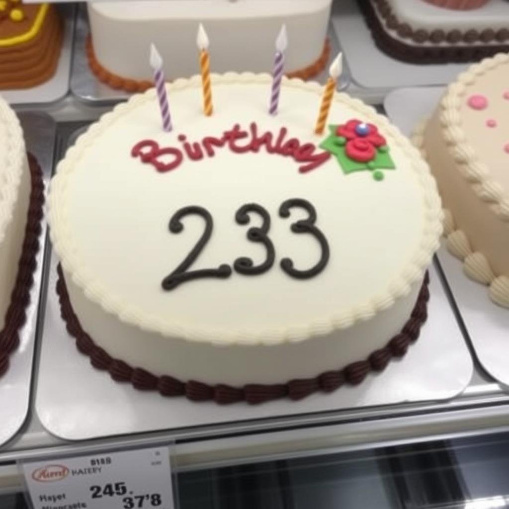 23 birthday cake from a grocery store bakery department