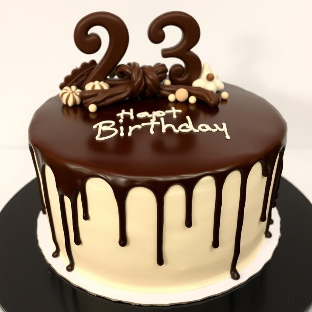 23 birthday cake with chocolate ganache drip effect