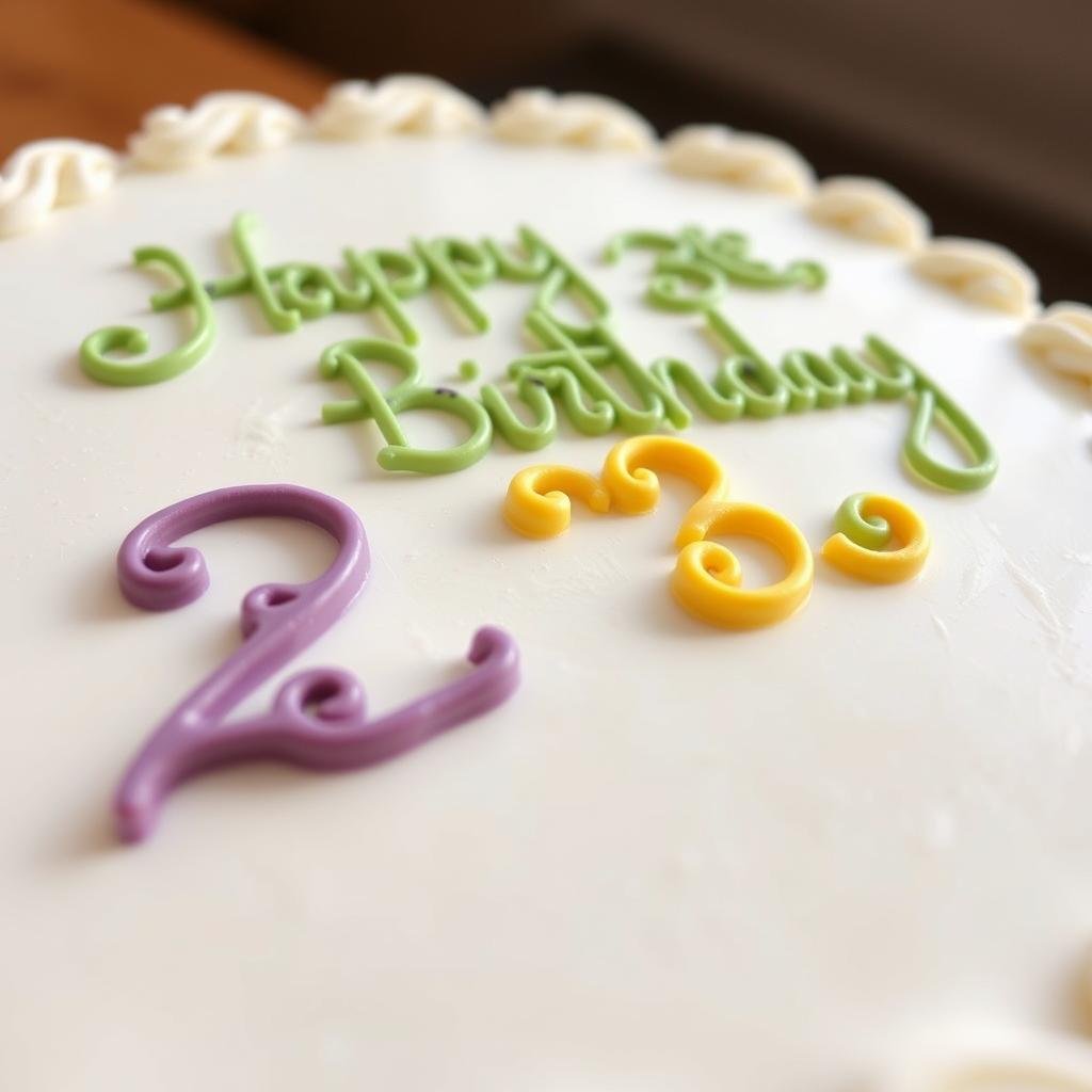 23 birthday cake with custom message piped in decorative lettering