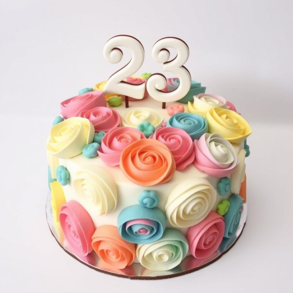 23 birthday cake with simple buttercream rosettes decoration