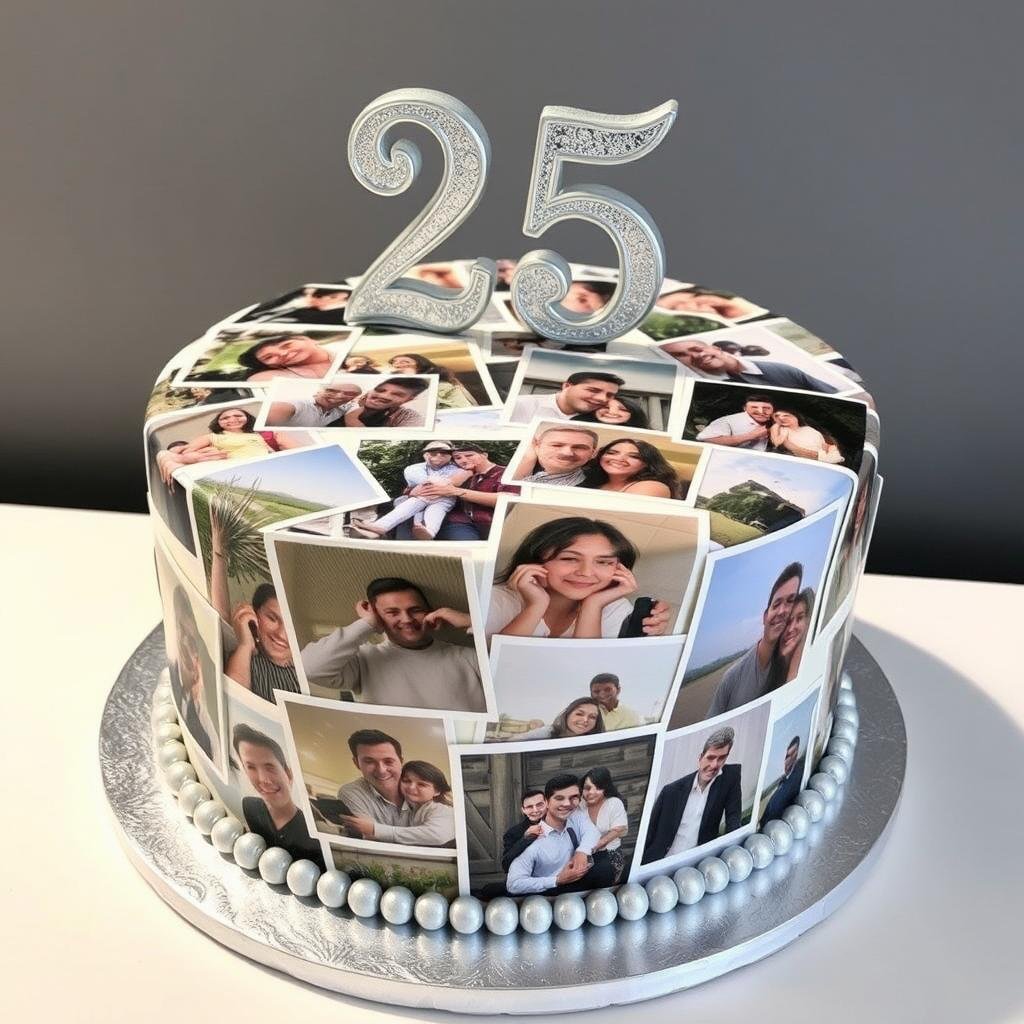 25th birthday cake with custom photo printing