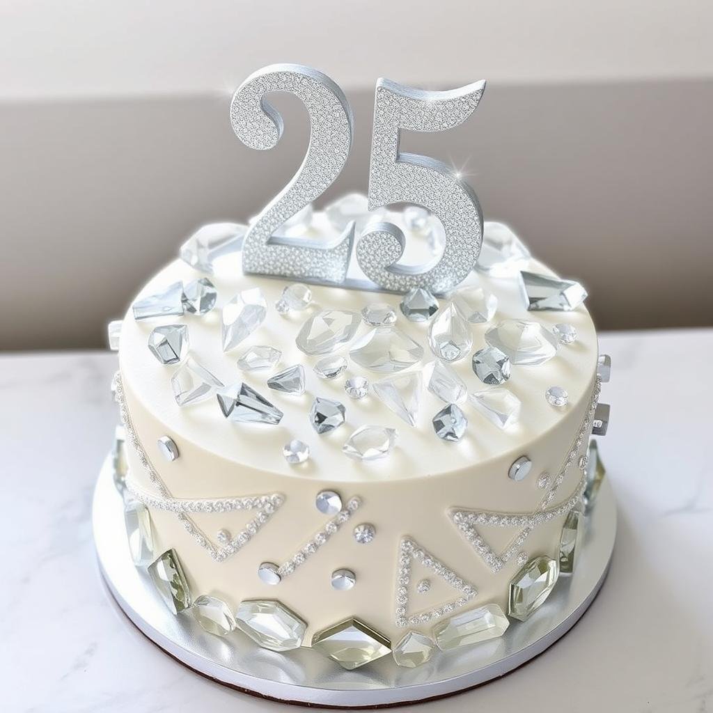 25th birthday cake with isomalt gem decorations