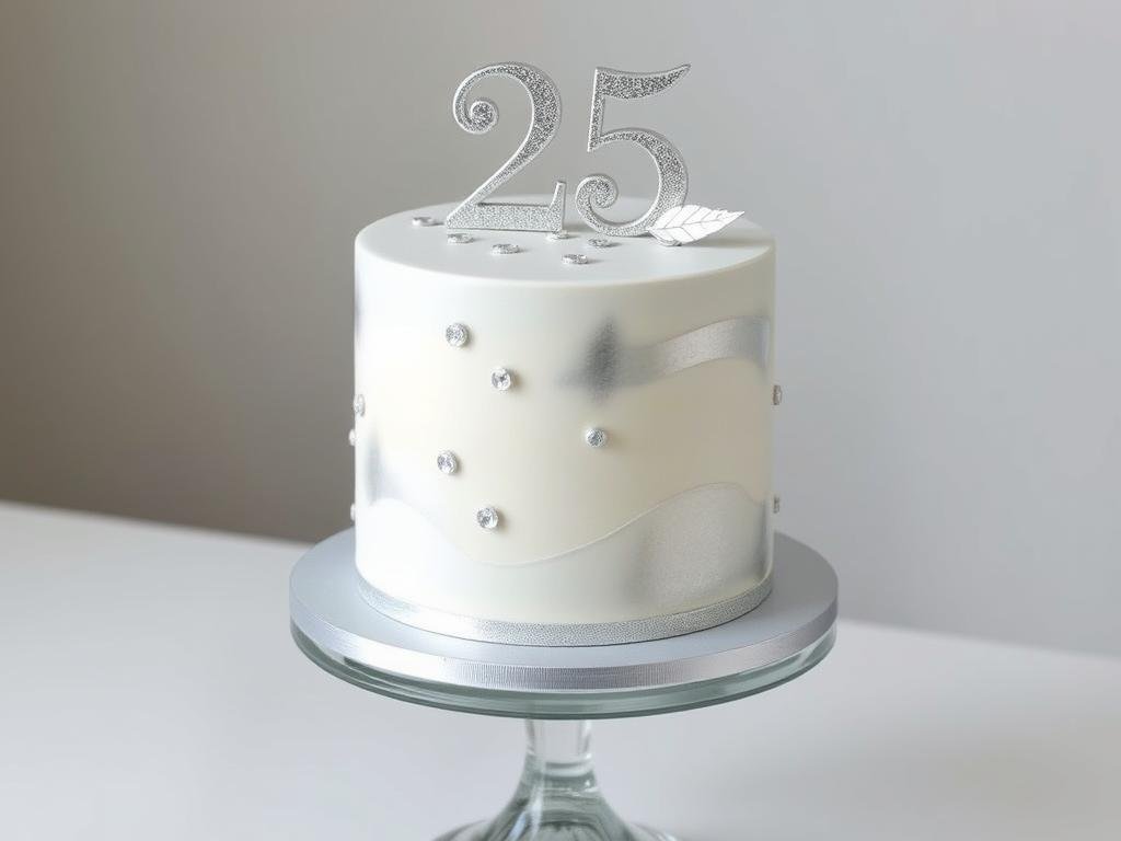 25th birthday cake with silver and white theme