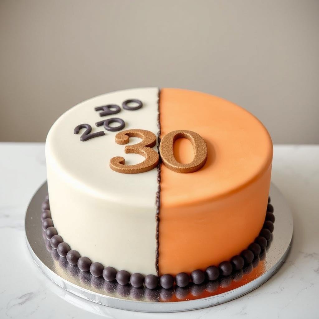 Before and after 30th birthday cake showing life transition