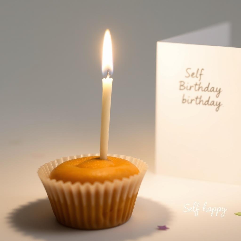 Birthday cake with candle and short birthday quotes for me card