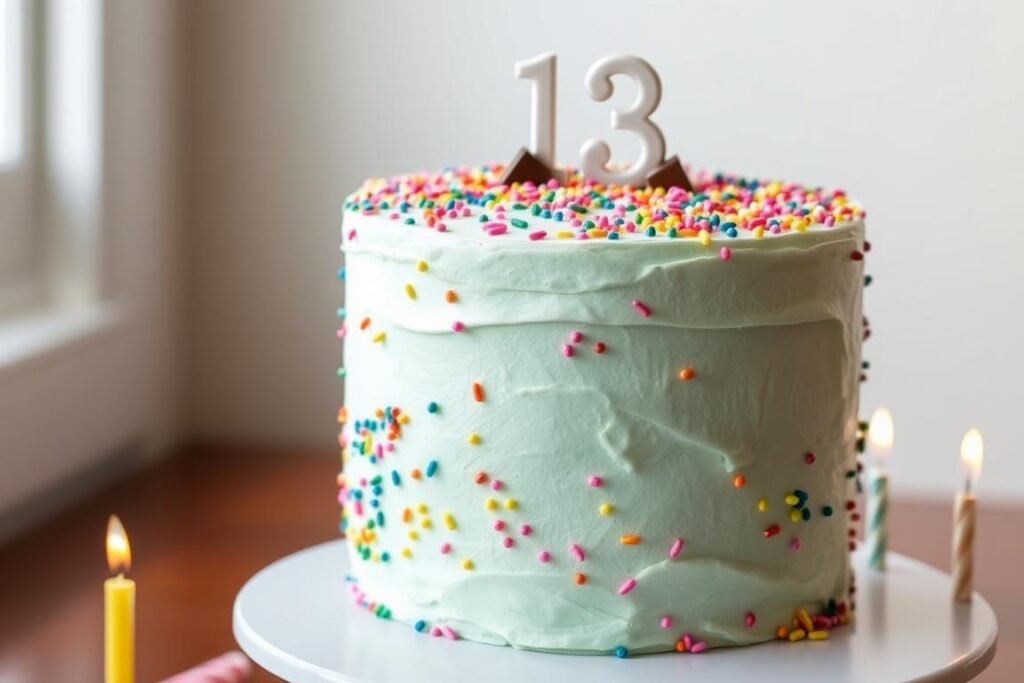 Budget-friendly 13th birthday cake with simple but effective decorations Budget-friendly 13th birthday cake with simple but effective decorations