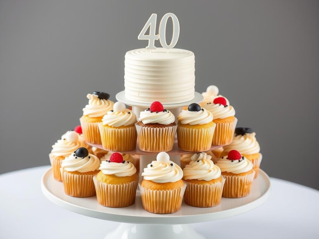 Budget-friendly 40th birthday cupcake tower Budget-friendly 40th birthday cupcake tower
