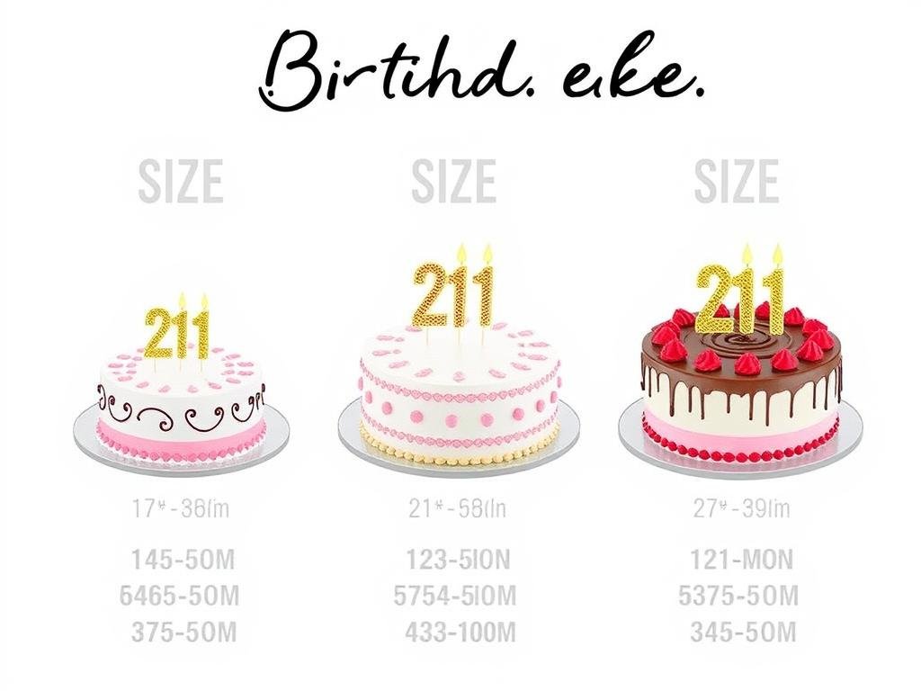 Cake size comparison chart for 21st birthday parties