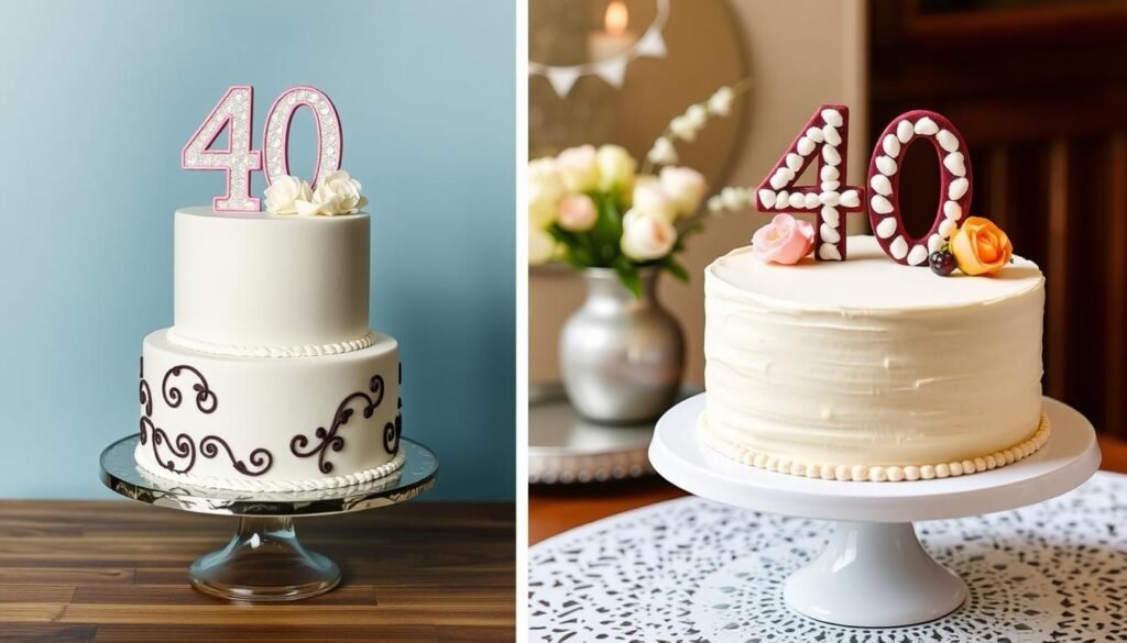 Comparison of DIY and professional 40th birthday cakes Comparison of DIY and professional 40th birthday cakes