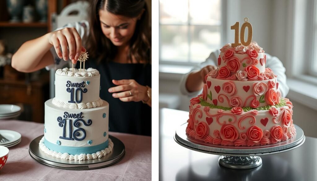 Comparison of DIY and professional sweet 16 cakes