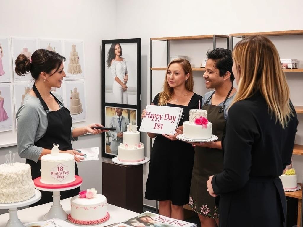 Consultation with a professional baker for an 18th birthday cake