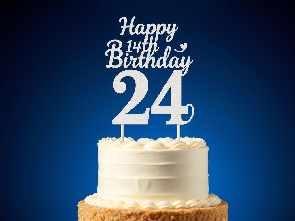 Custom 24th birthday cake topper with personalized elements