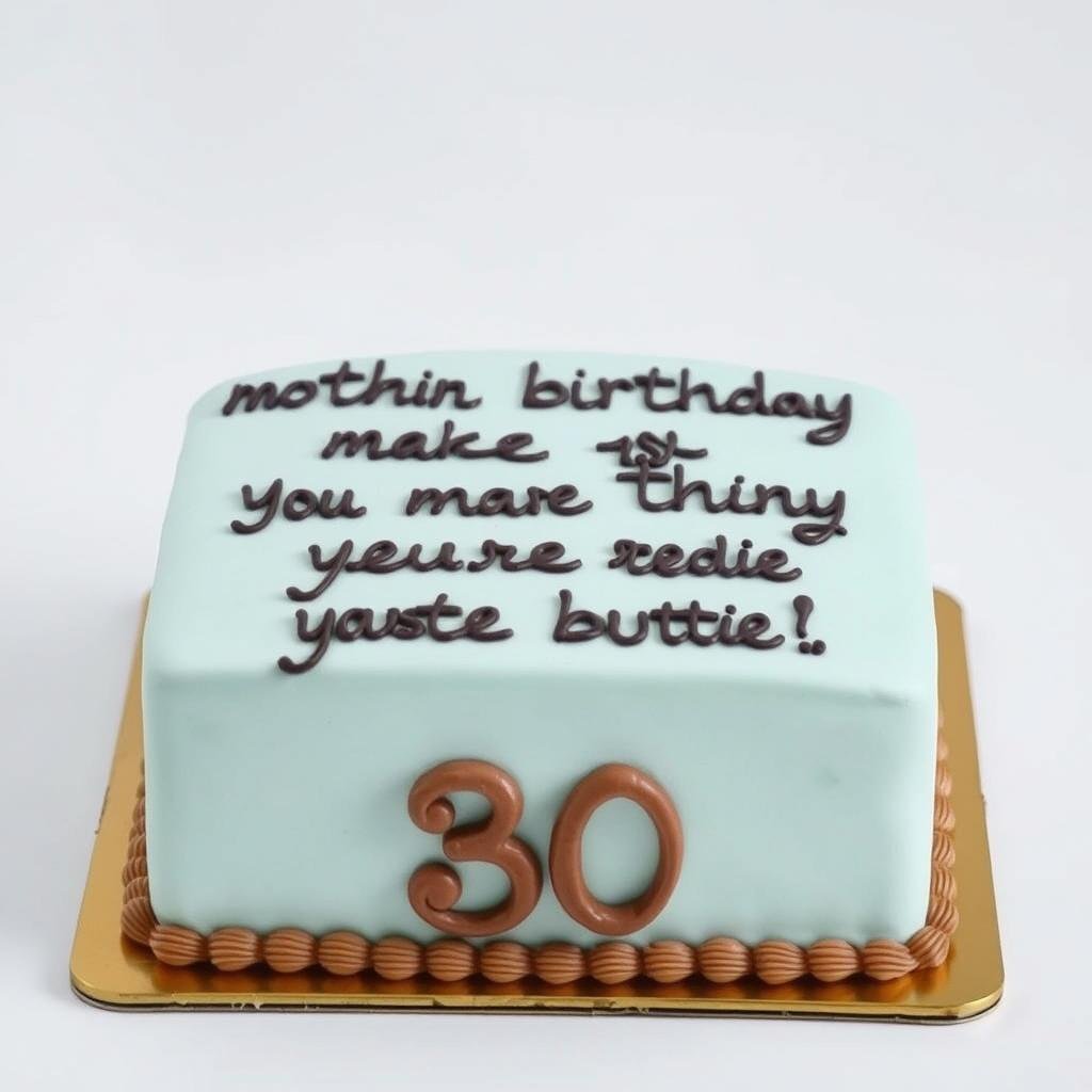 Custom message 30th birthday cake with meaningful quote