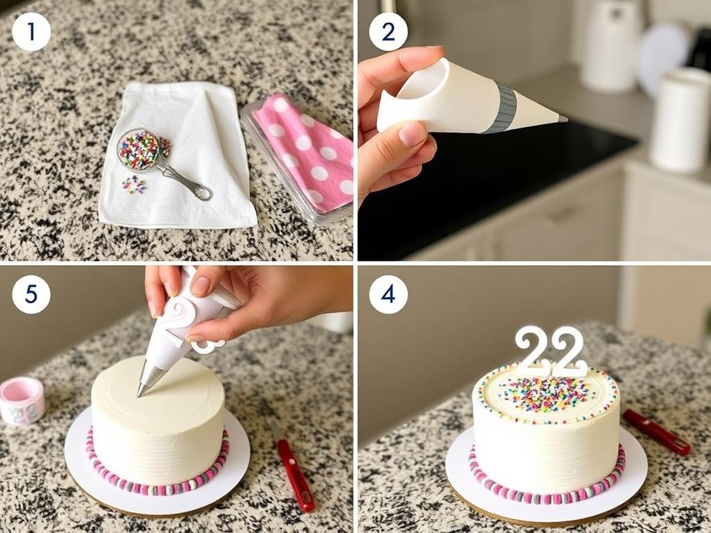 DIY 22 birthday cake decorating process
