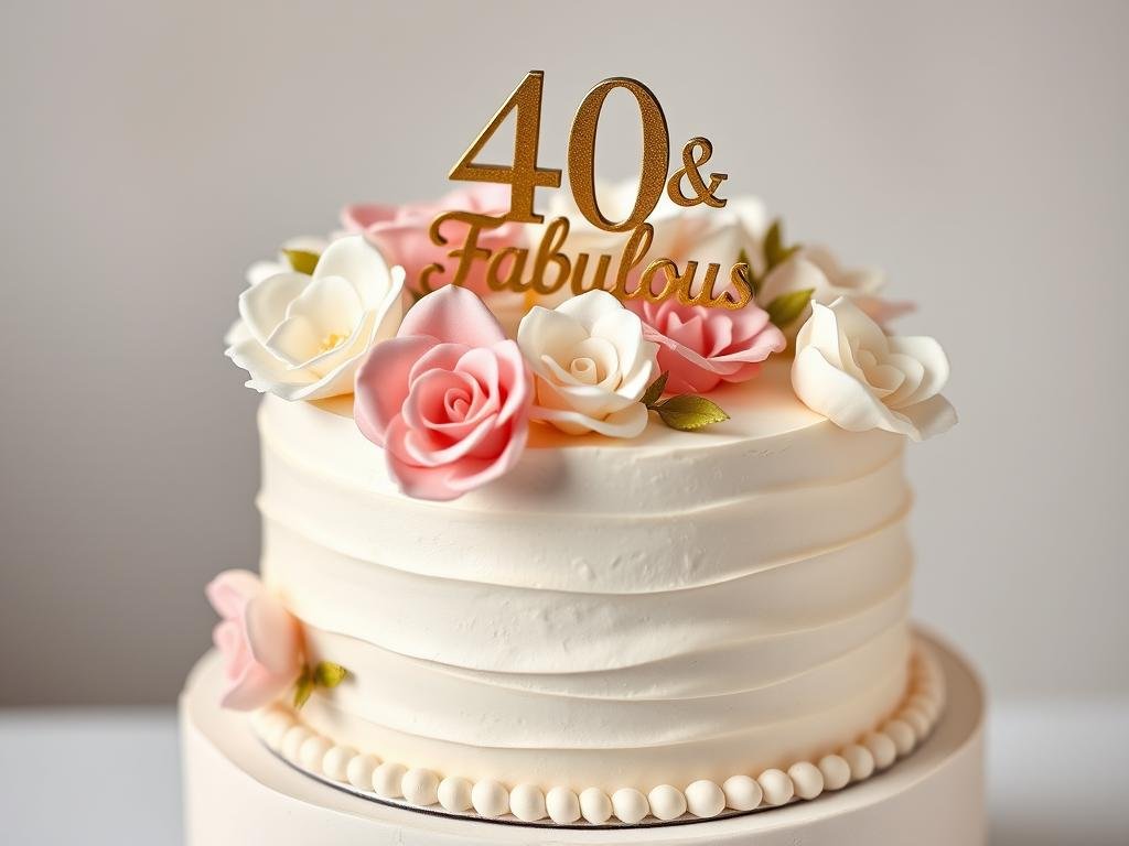 Elegant floral 40th birthday cake for women Elegant floral 40th birthday cake for women