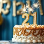 21st Birthday Cake Ideas: Creative Designs for a Special Milestone Elegant gold and white 21st birthday cake with sparkler candles