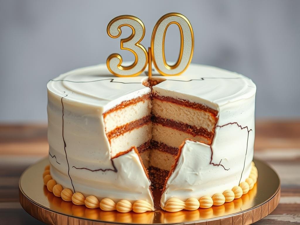 Fault line 30th birthday cake with hidden design