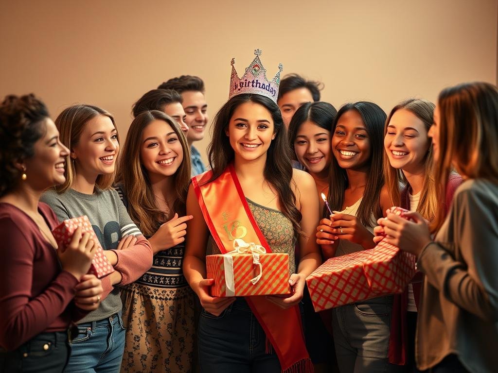 Friends celebrating someone's 18th birthday