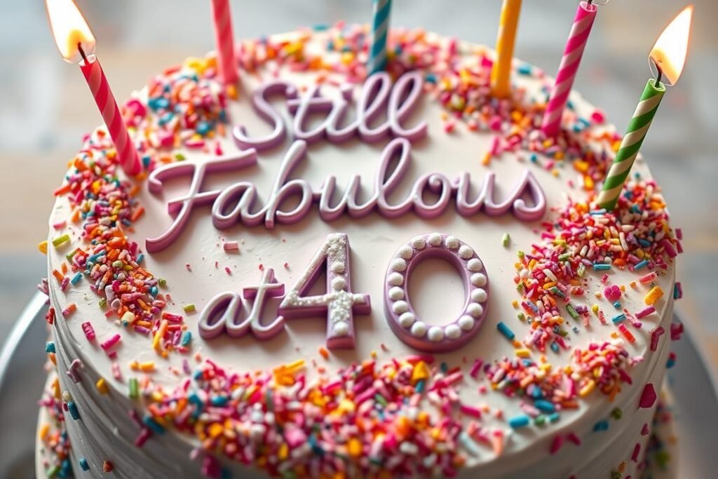 Funny 40th birthday cake with 'Still Fabulous at 40' message Funny 40th birthday cake with 'Still Fabulous at 40' message