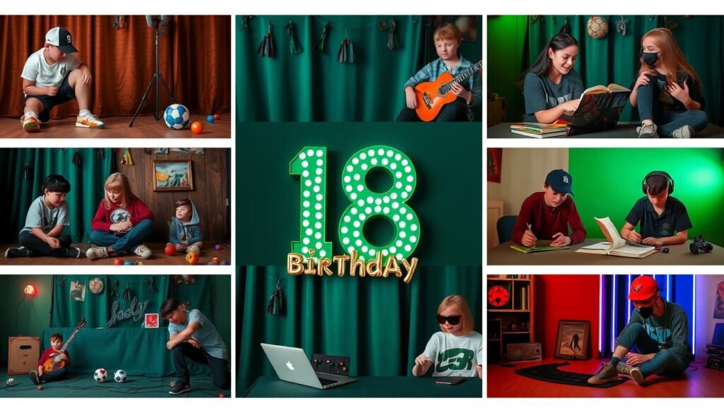 Hobby themed 18th birthday photoshoot collage