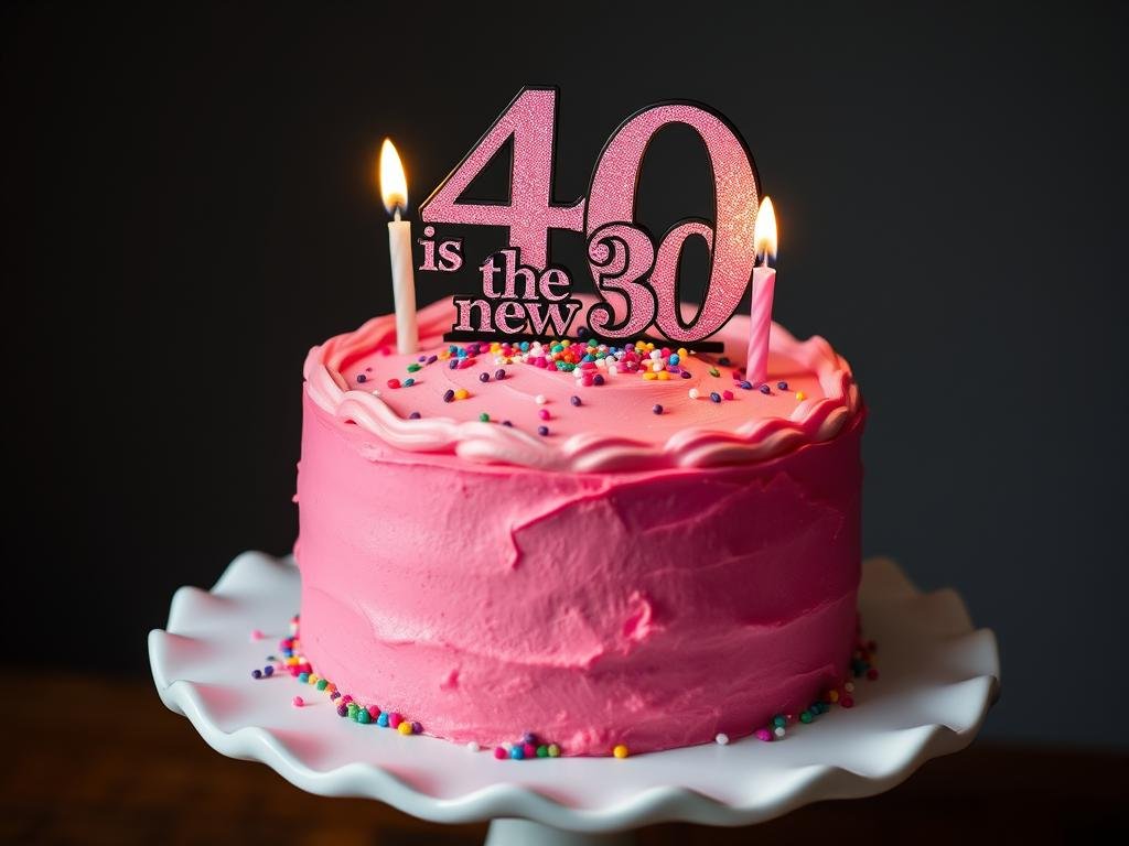 Humorous 40th birthday cake with '40 is the new 30' message Humorous 40th birthday cake with '40 is the new 30' message