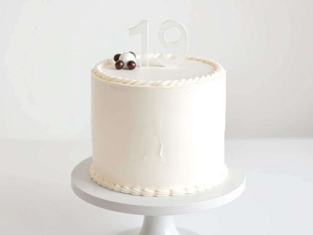 Minimalist 19th birthday cake with clean lines and simple decorations Minimalist 19th birthday cake with clean lines and simple decorations