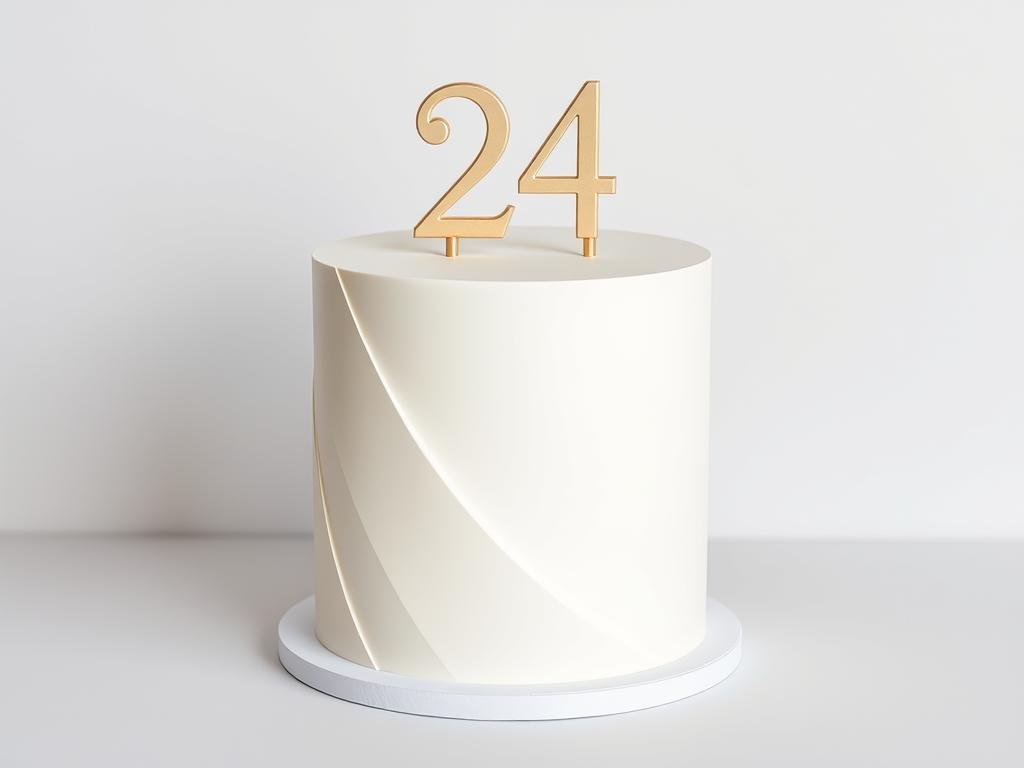 Minimalist 24th birthday cake with clean lines and simple decorations