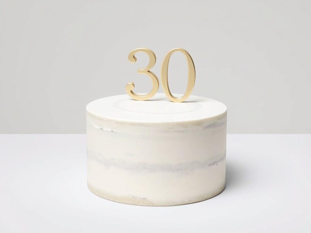 Minimalist 30th birthday cake with simple elegant design
