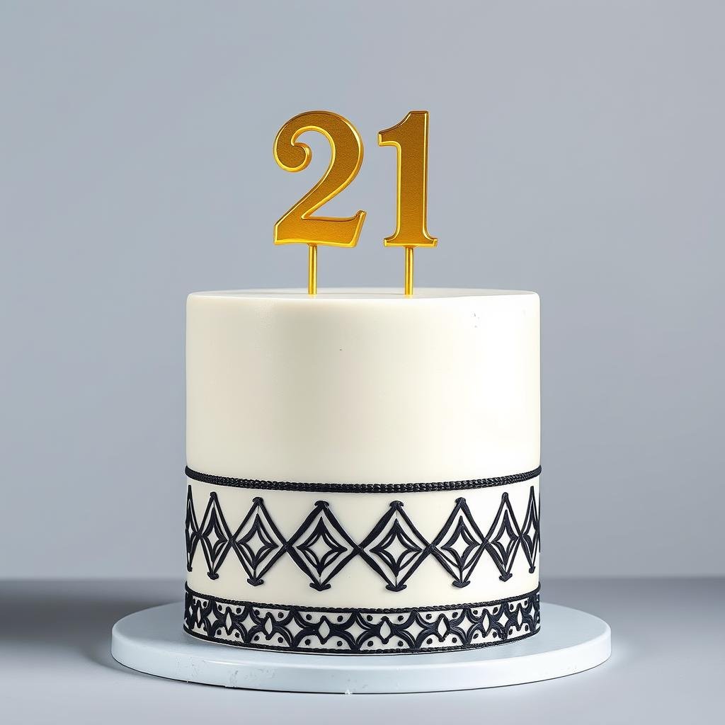 Minimalist modern 21st birthday cake design