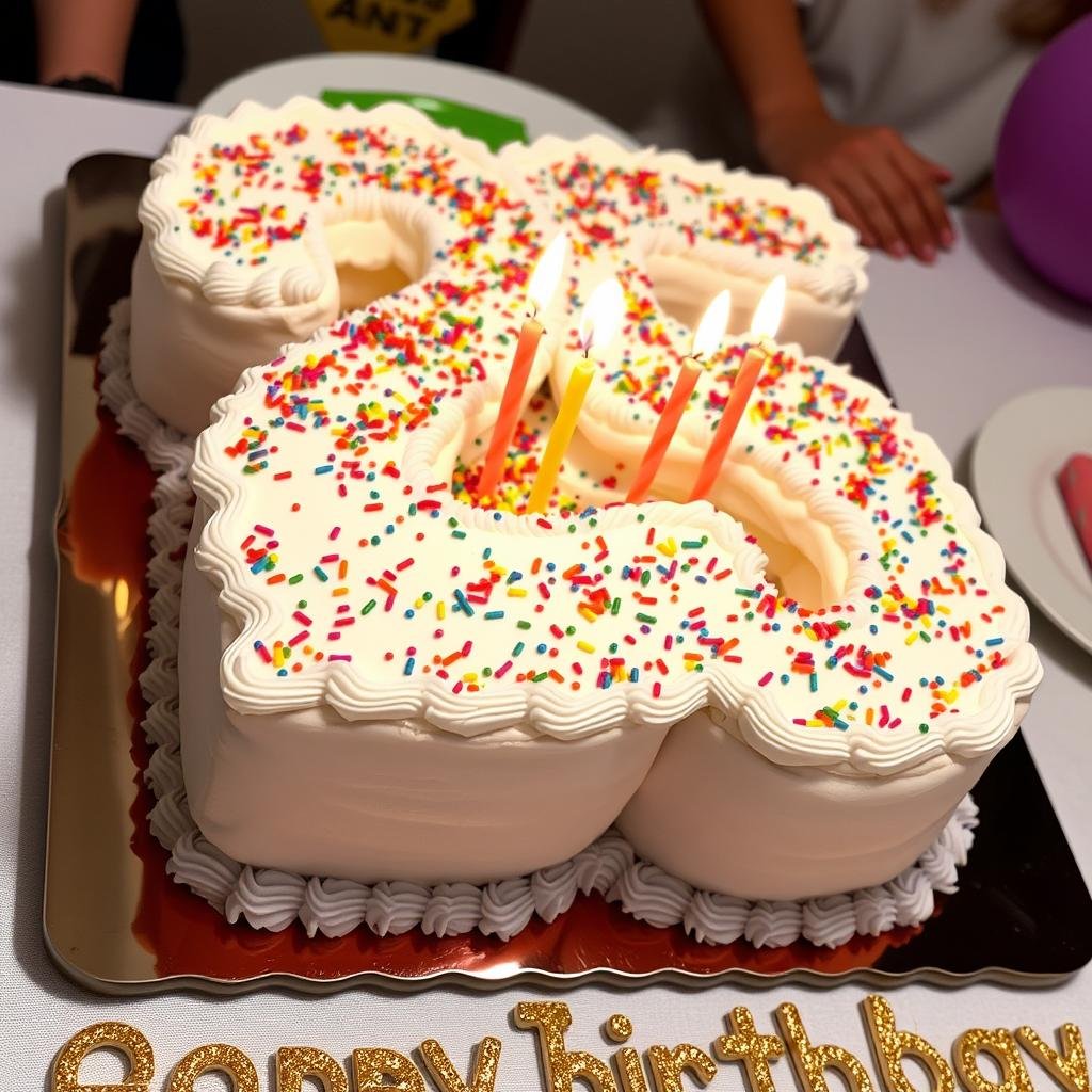 Number 25 shaped birthday cake with colorful decorations