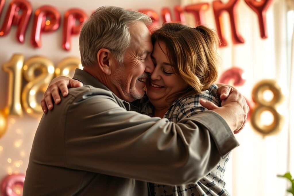 Parent hugging their child on their 18th birthday