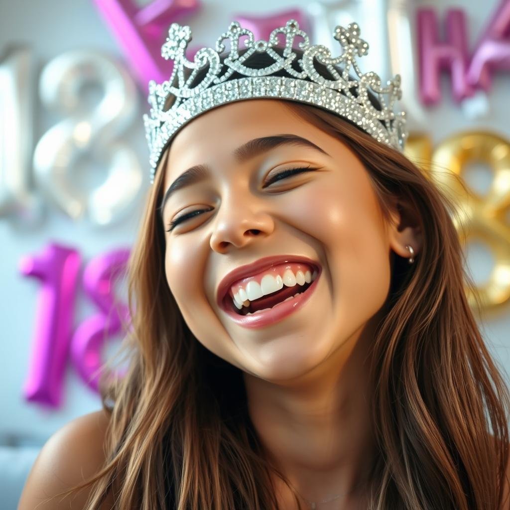 Person laughing while celebrating their 18th birthday