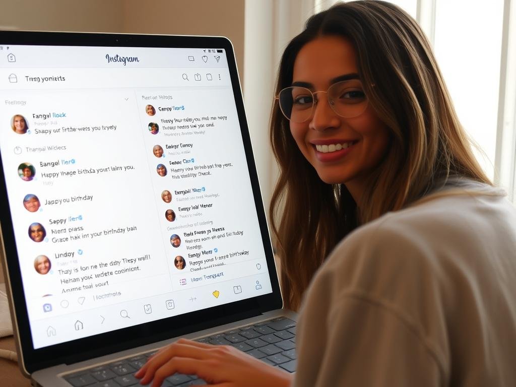 Person responding to birthday wishes on Instagram with personalized replies