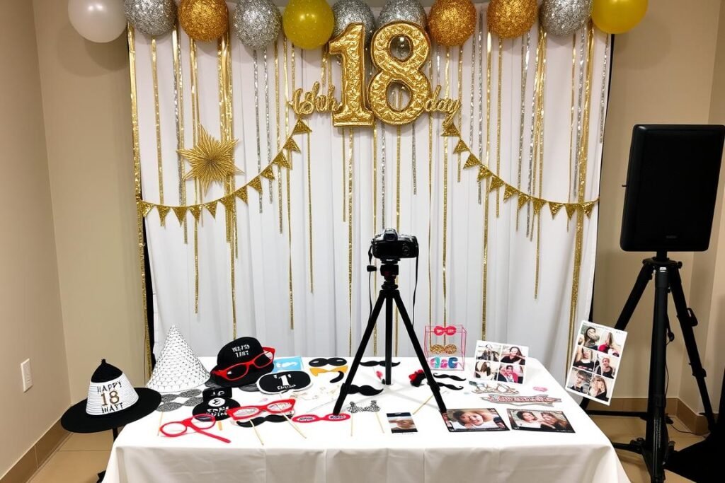 Photo booth setup for capturing 18th birthday memories Photo booth setup for capturing 18th birthday memories