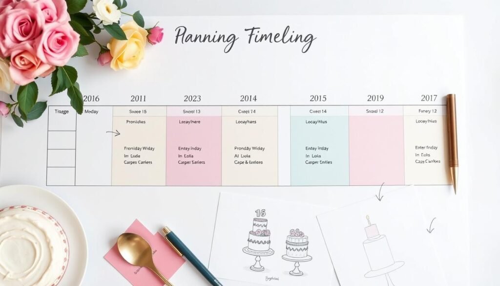 Planning calendar for 16th birthday cake preparation