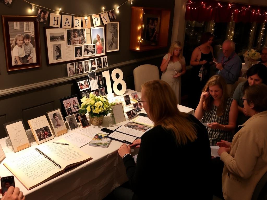 Sentimental 18th birthday celebration with memory sharing and photo displays Sentimental 18th birthday celebration with memory sharing and photo displays