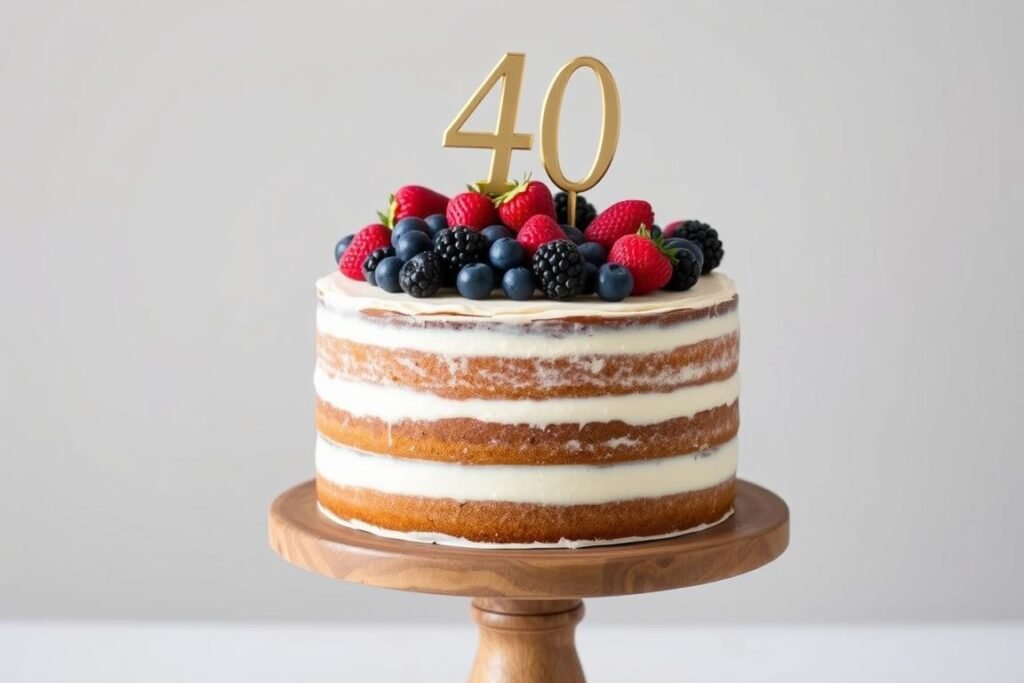 Simple but elegant 40th birthday naked cake Simple but elegant 40th birthday naked cake