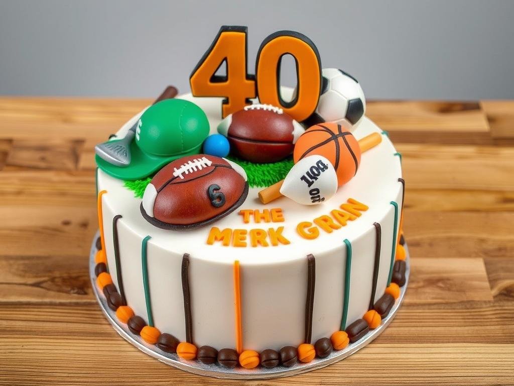 Sports-themed 40th birthday cake for men Sports-themed 40th birthday cake for men