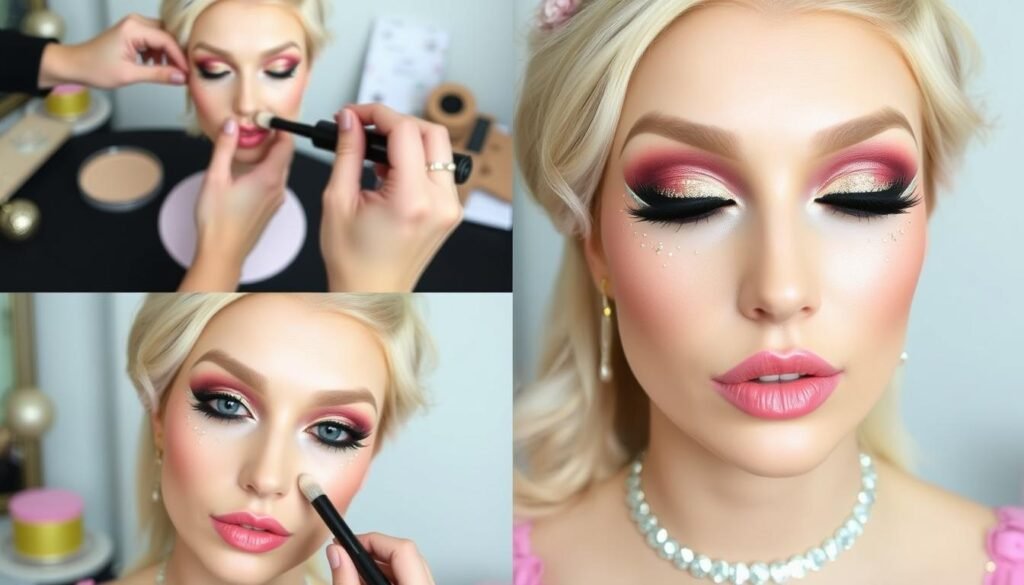 Step-by-step birthday cake baddie makeup application