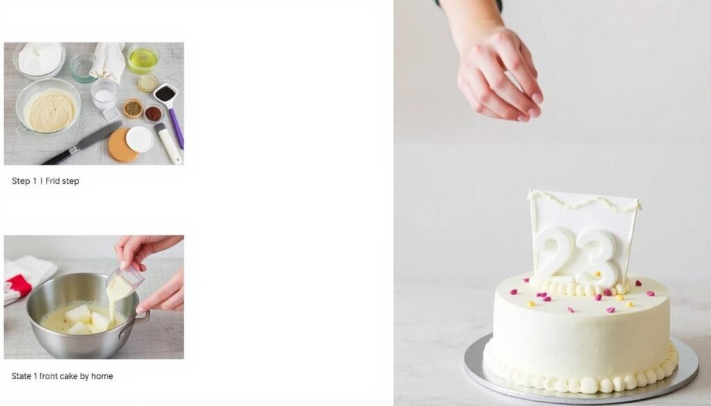 Step-by-step process of creating a DIY 23 birthday cake